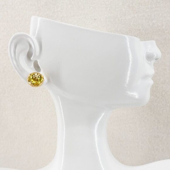 Tory Burch Roxanne Circle Stud Earrings Rolled Brass/Gold OS - Picture 6 of 12